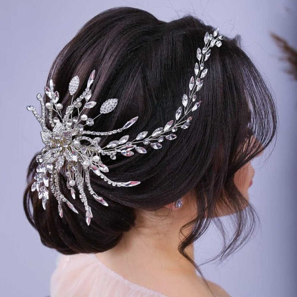 Wedding Hair Pieces for Brides, Handmade Bridal Hair Comb, Rhinestone Wedding Ha